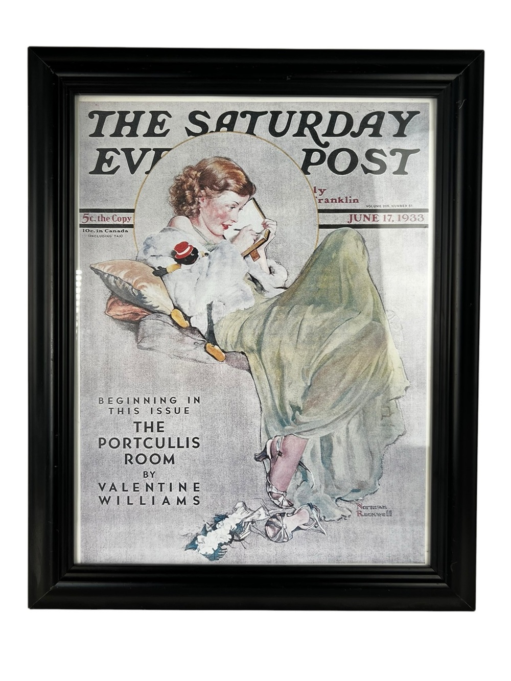 1933 Saturday Evening Post Norman Rockwell Cover Original Magazine Page Framed